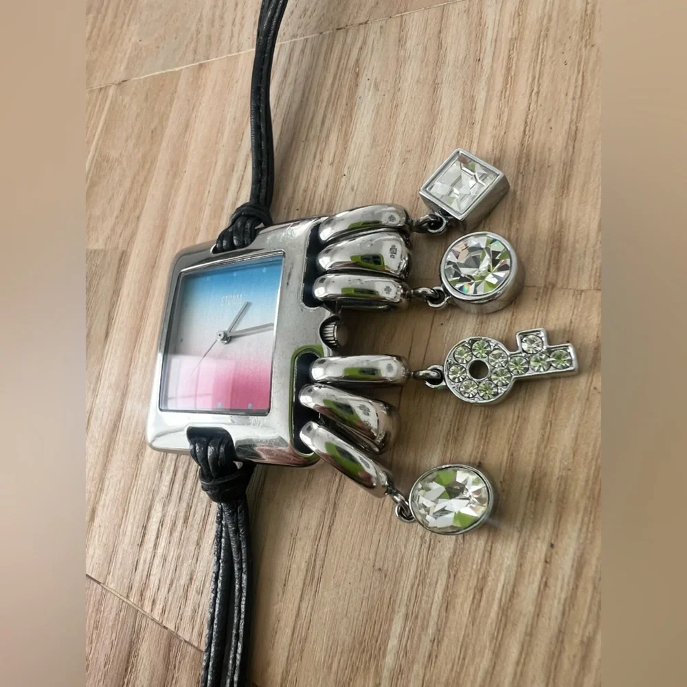 Storm of London ladies silver tone Ombre charm square watch NEW BATTERY